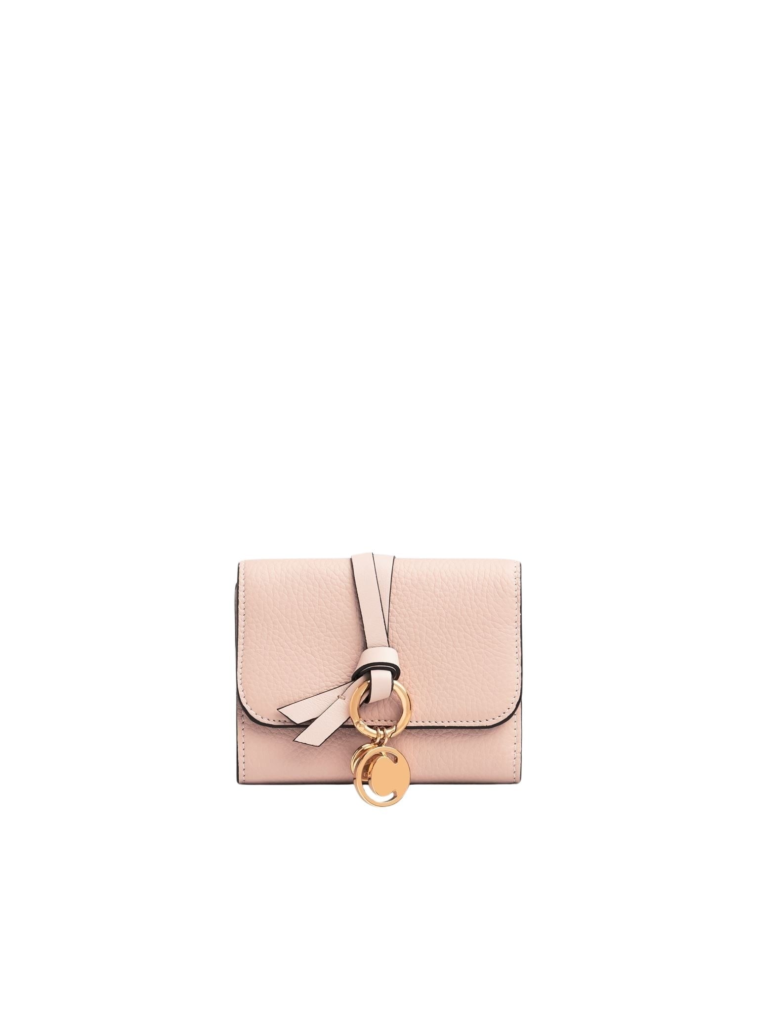 Portefeuille compact à trois volets Alphabet en cuir - Blush Nude
