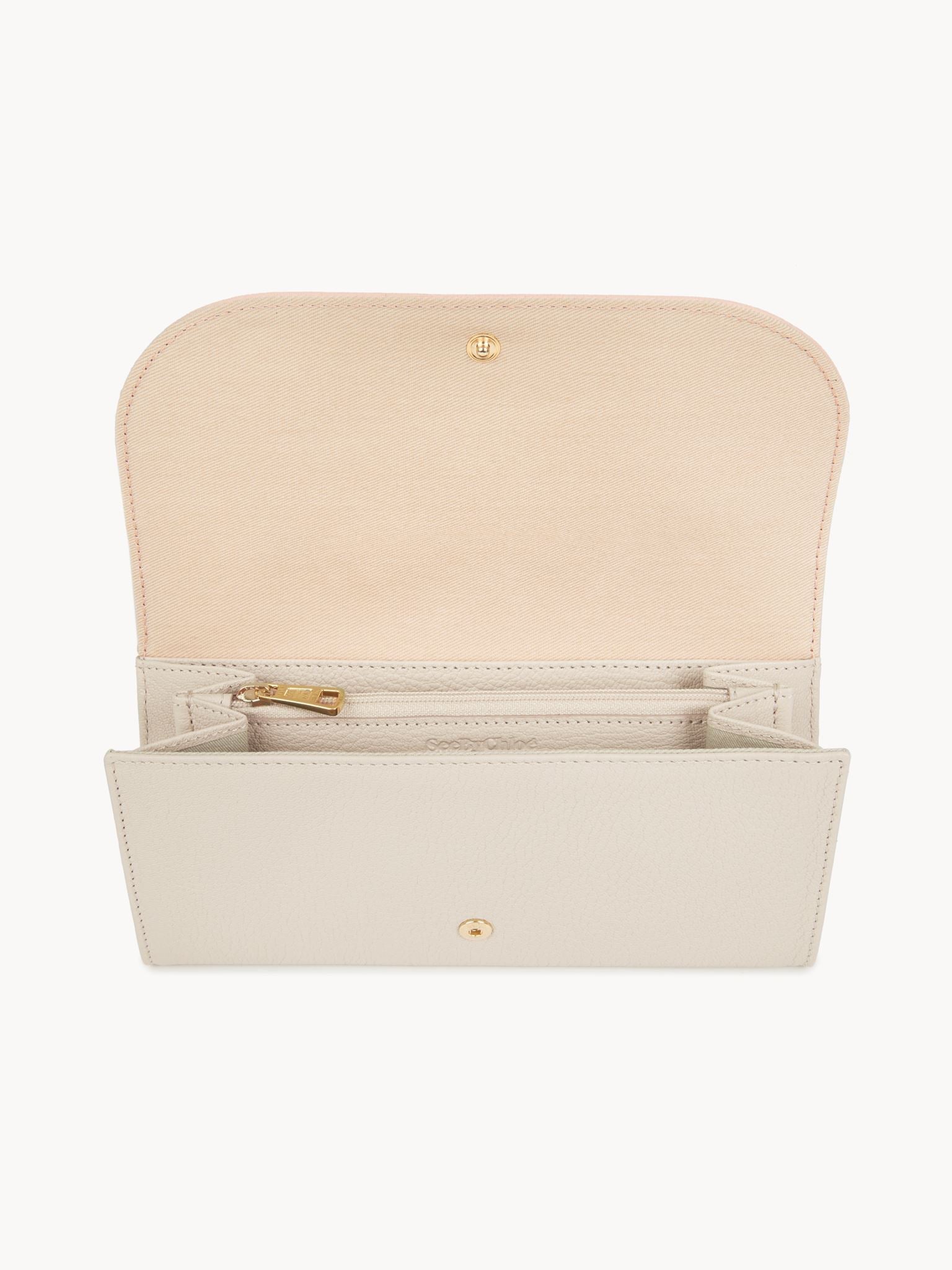 Portefeuille long Hana en cuir - Cement Beige