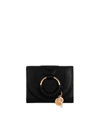 Portefeuille à trois volets Hana en cuir - Noir
