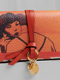 Portefeuille long à rabat Alphabet en cuir - Multicolor Orange