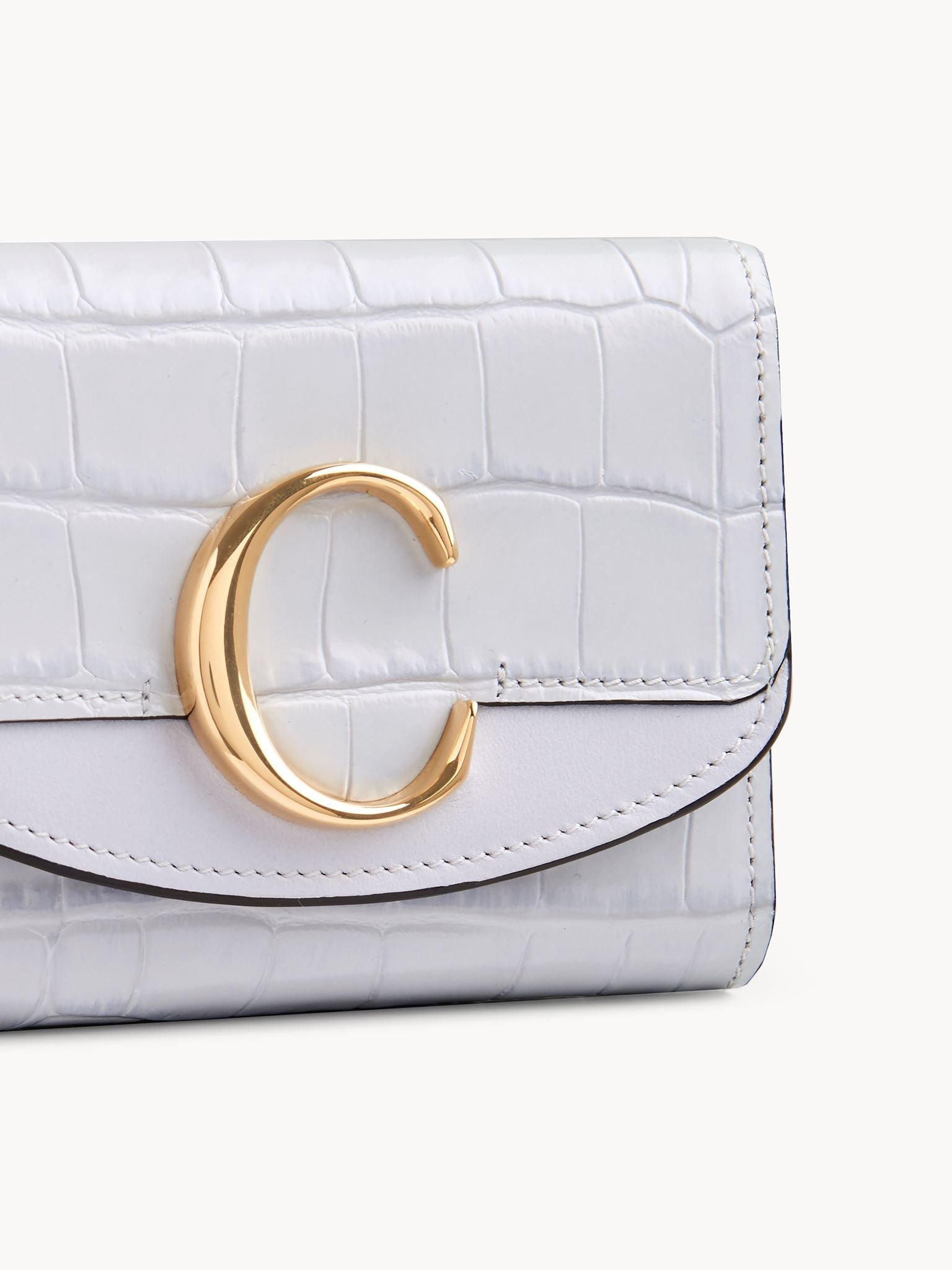 Petit portefeuille trois volets Chloé C en cuir - Light Cloud