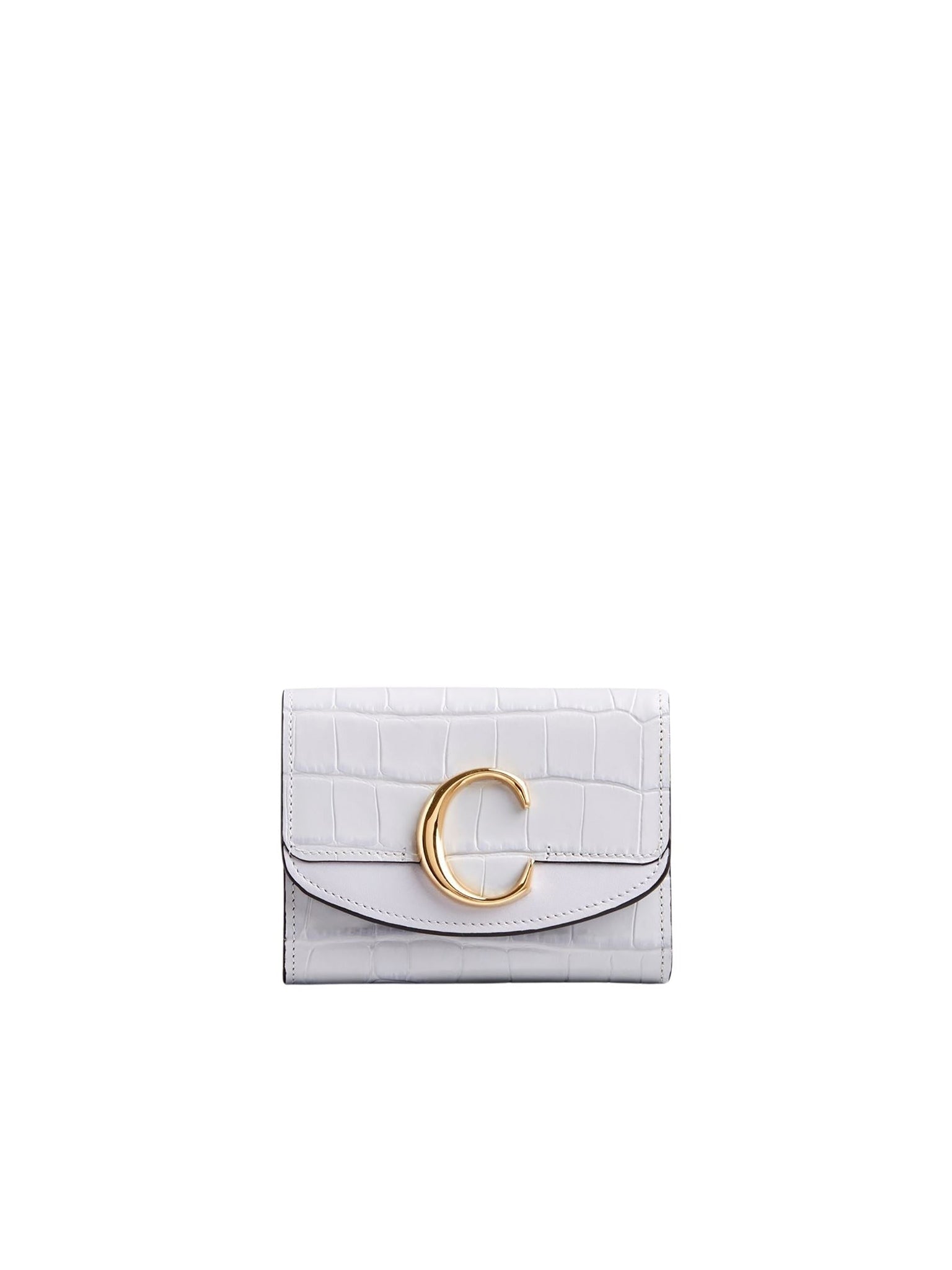 Petit portefeuille trois volets Chloé C en cuir - Light Cloud