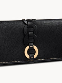 Portefeuille long à rabat Darryl en cuir - Black