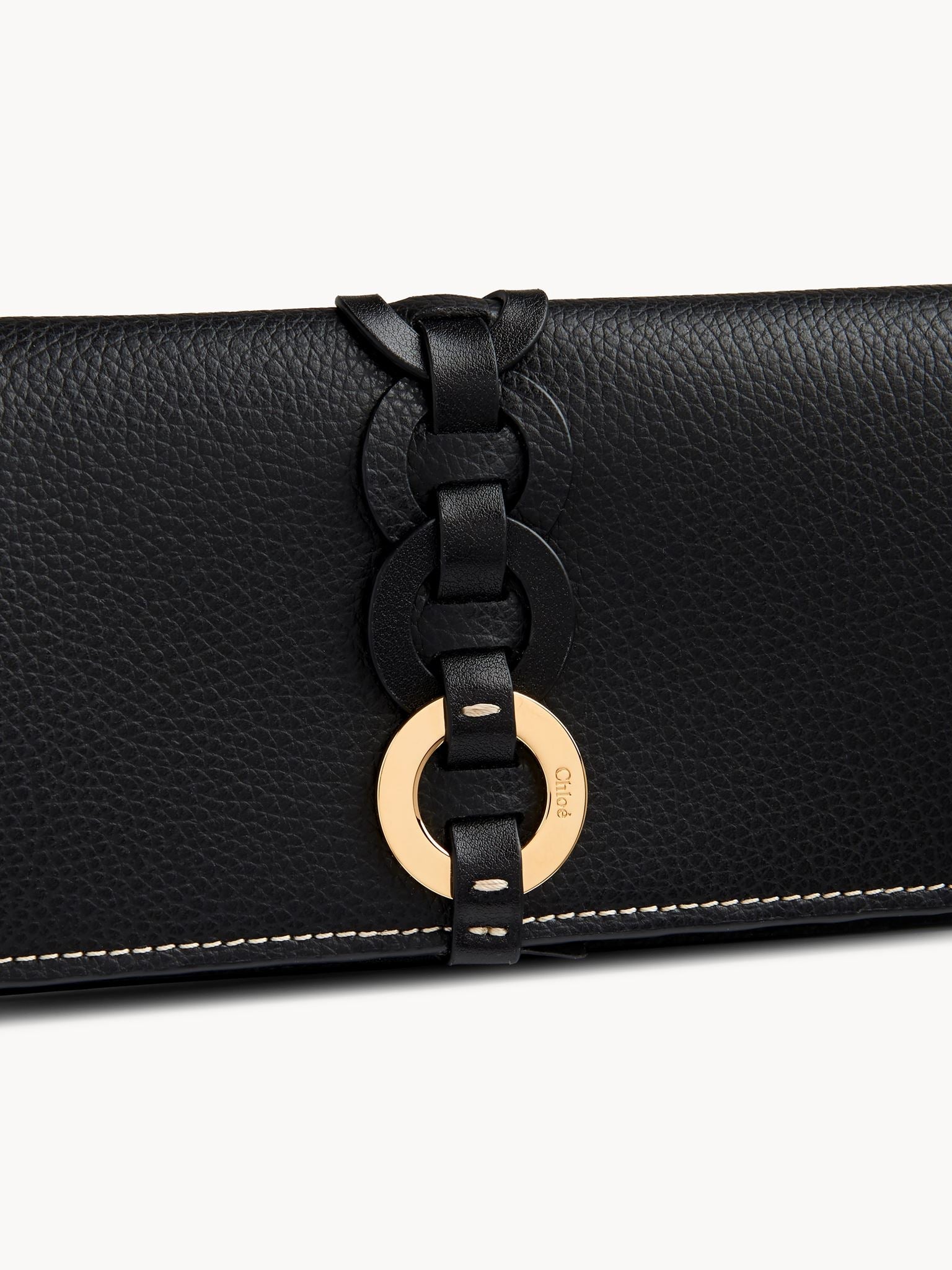 Portefeuille long à rabat Darryl en cuir - Black