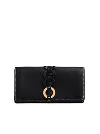 Portefeuille long à rabat Darryl en cuir - Black