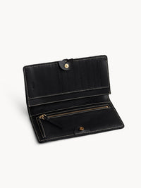 Portefeuille long à rabat Darryl en cuir - Black