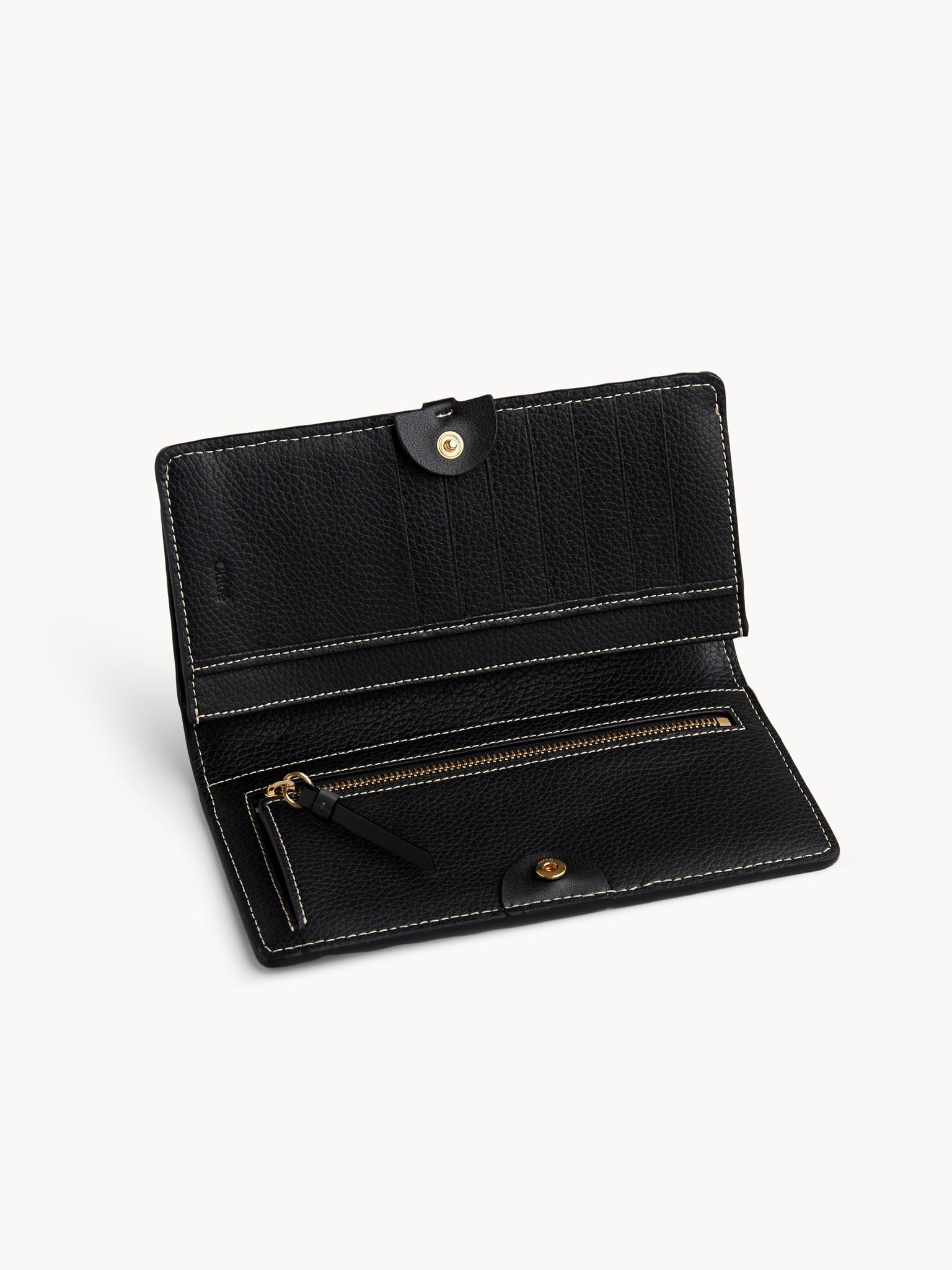 Portefeuille long à rabat Darryl en cuir - Black
