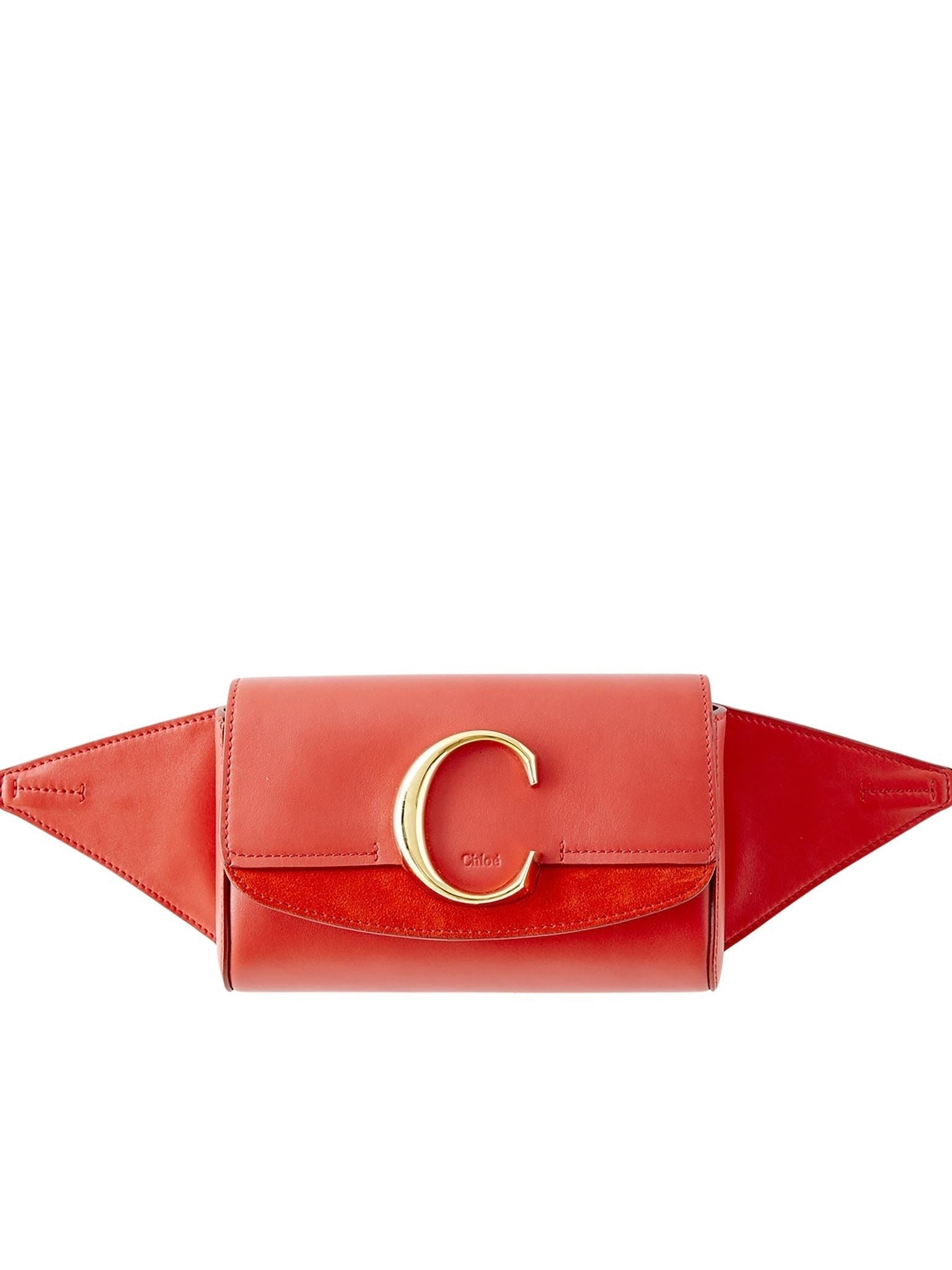 Sac ceinture Chloé «C» en cuir - Plaid Red