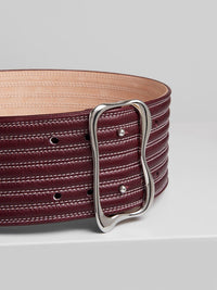 Ceinture surpiquée en cuir - Purple Bud