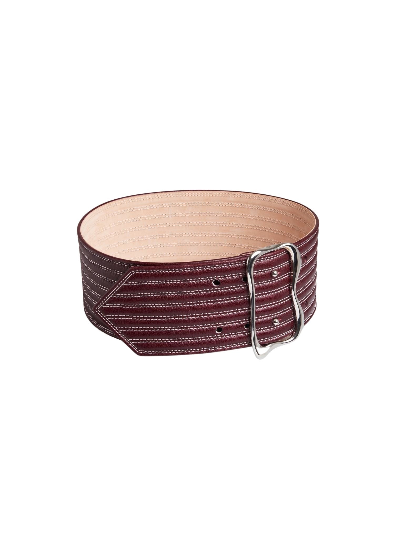 Ceinture surpiquée en cuir - Purple Bud
