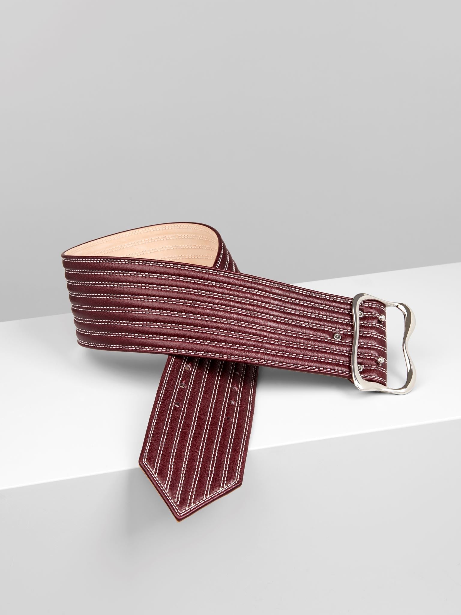Ceinture surpiquée en cuir - Purple Bud