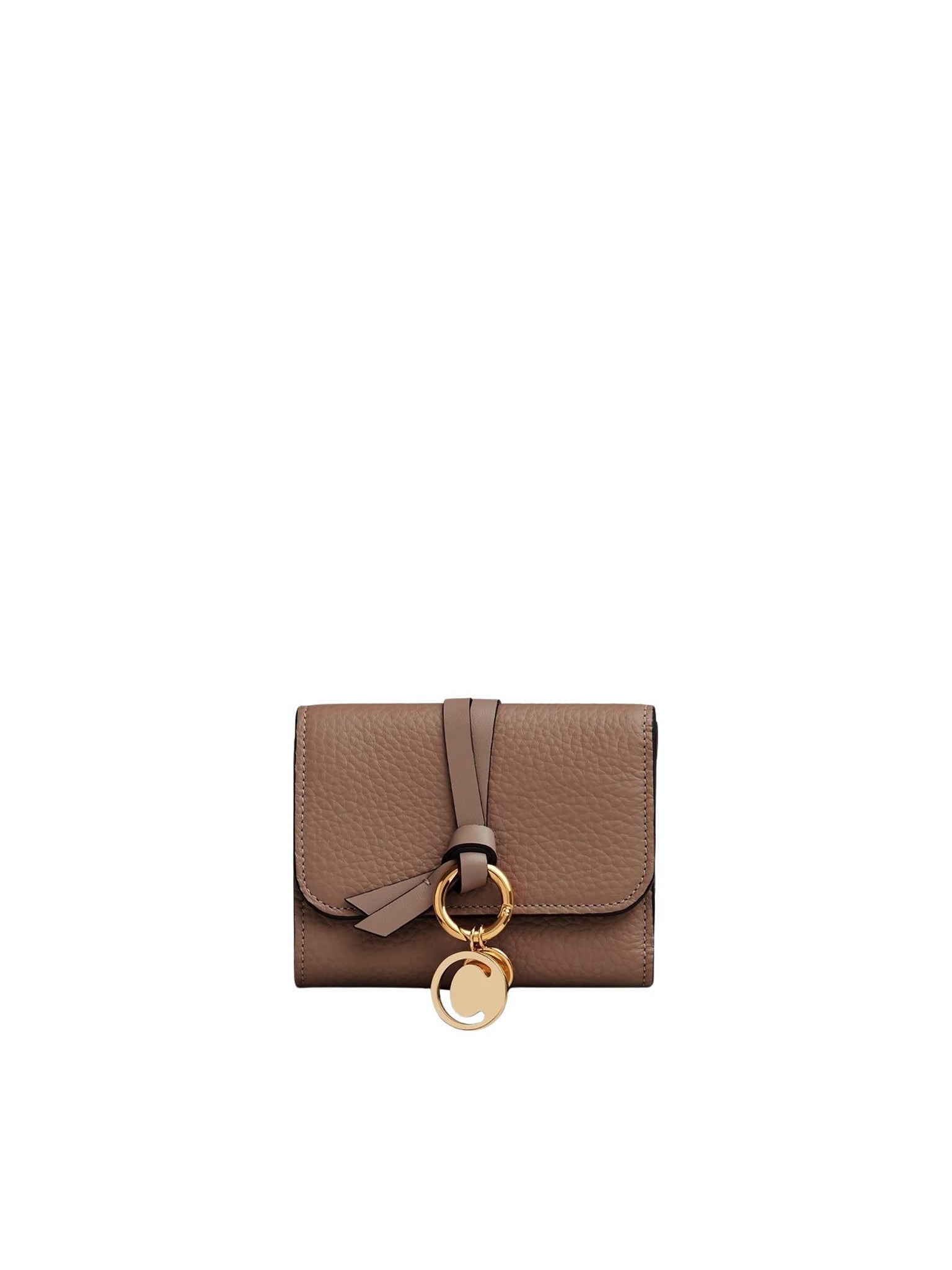 Portefeuille compact à trois volets Alphabet en cuir - Desert Taupe