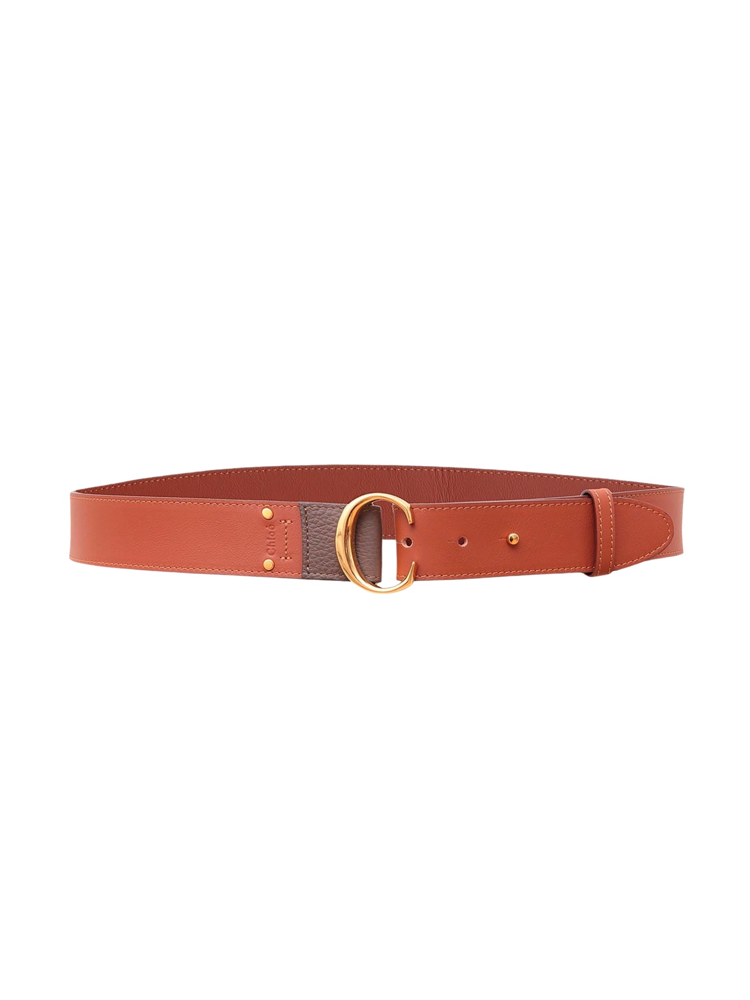 Ceinture Chloé «C» en cuir - Chestnut Brown