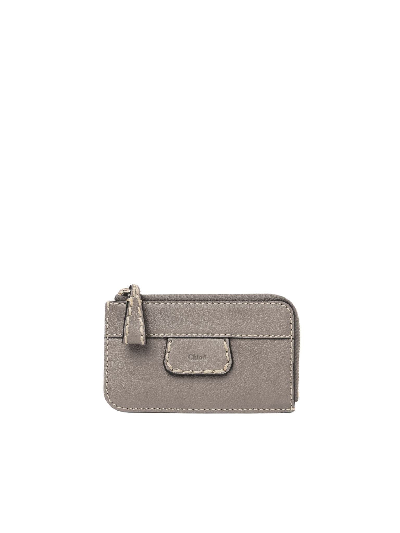 Porte-monnaie Edith avec fentes pour cartes en cuir - Cashmere Grey