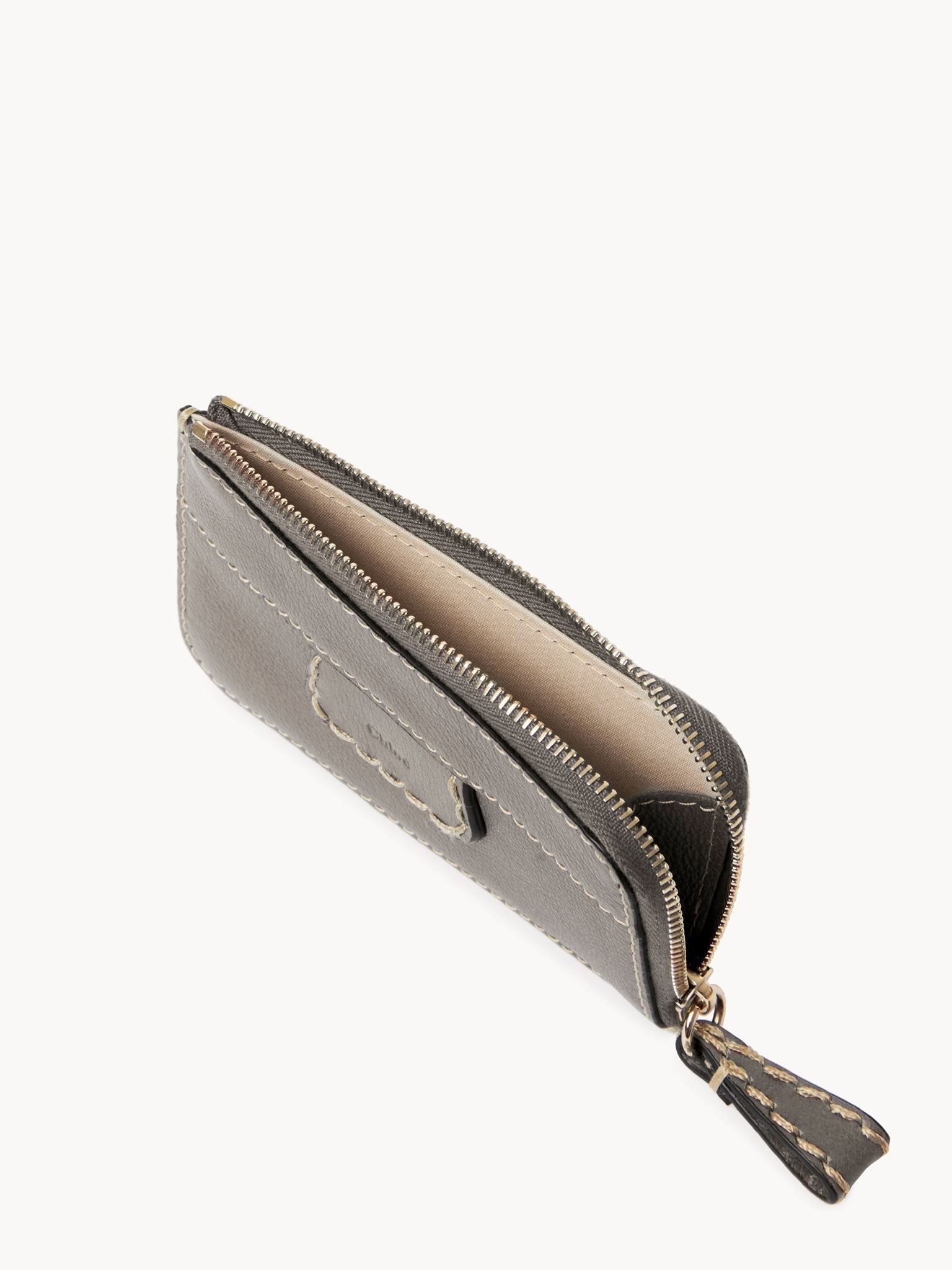 Porte-monnaie Edith avec fentes pour cartes en cuir - Cashmere Grey