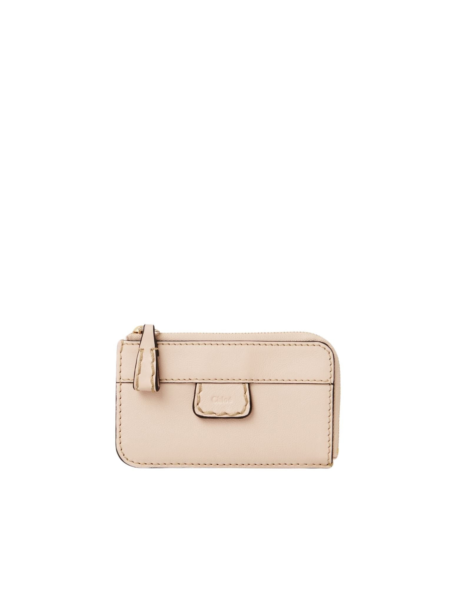 Porte-monnaie Edith avec fentes pour cartes en cuir - Cement Pink