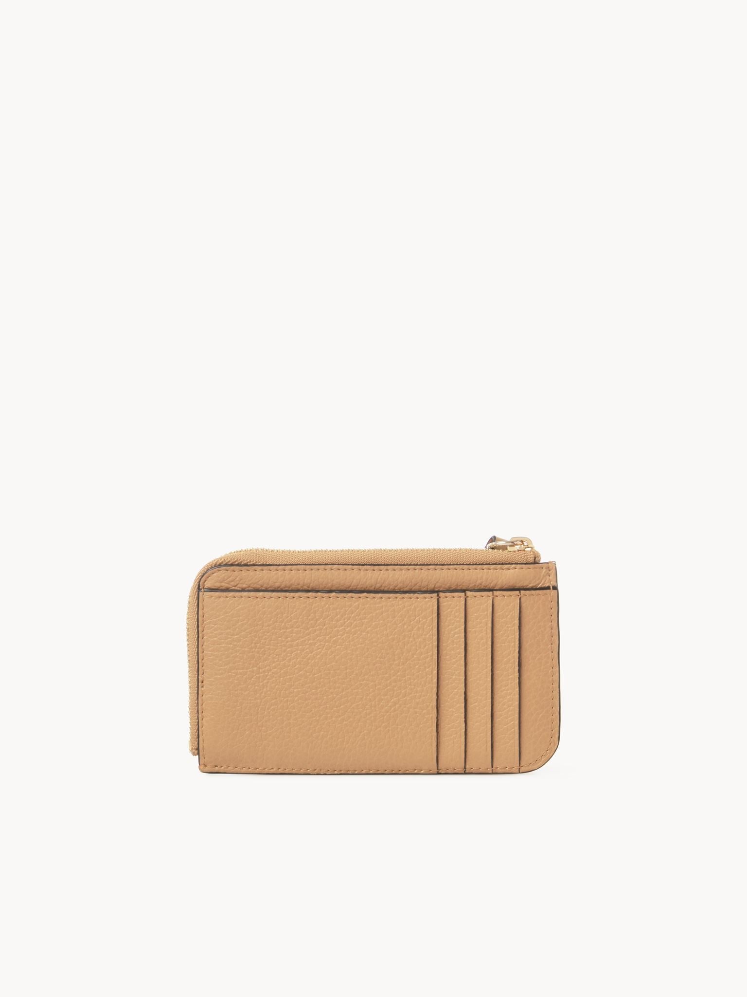 Porte-monnaie Alphabet avec fentes pour cartes en cuir - Soft Tan