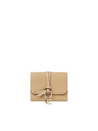 Portefeuille compact à trois volets Alphabet en cuir - Soft Tan