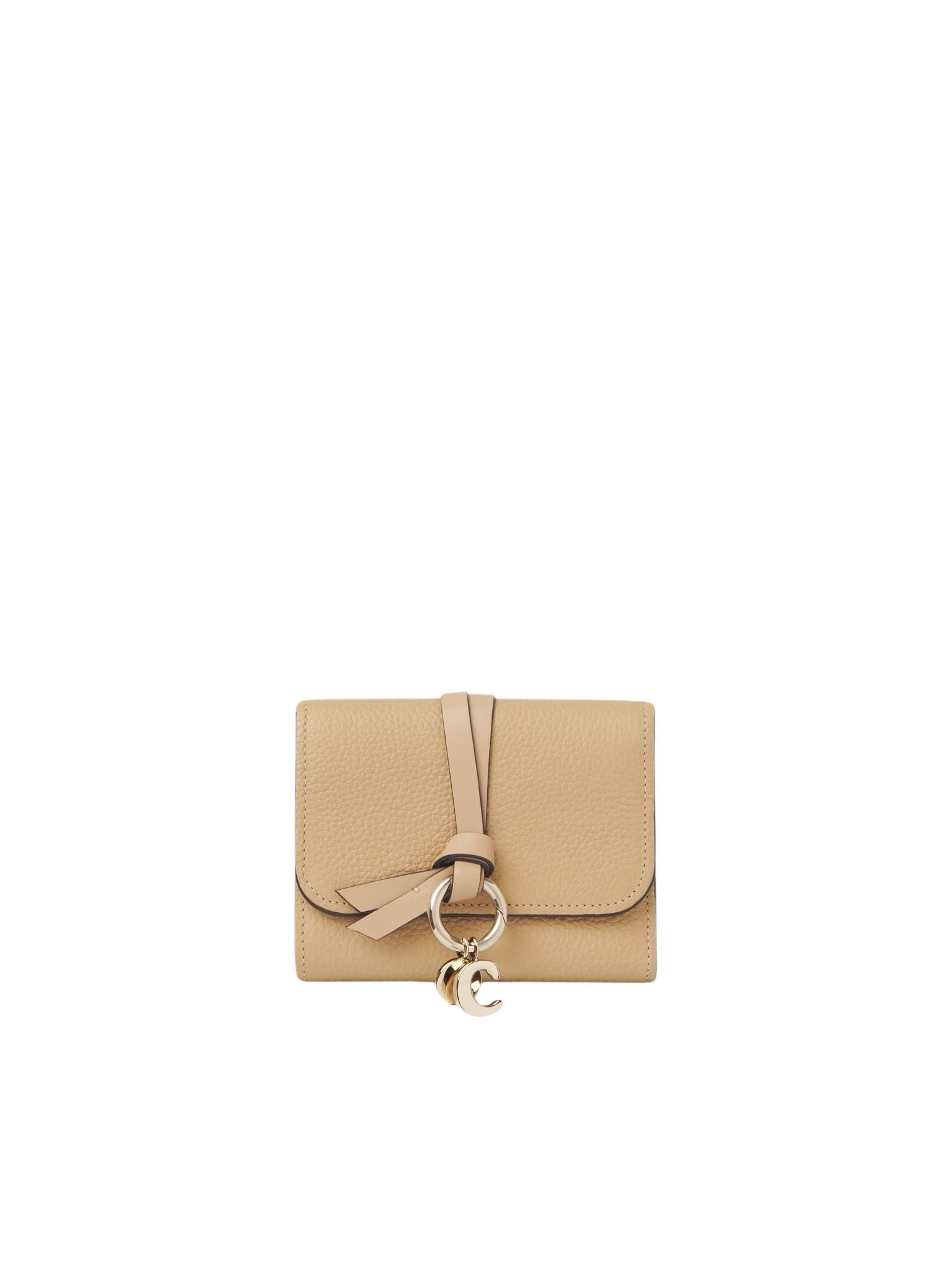 Portefeuille compact à trois volets Alphabet en cuir - Soft Tan