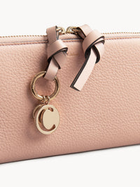 Portefeuille long zippé Alphabet en cuir - Cement Pink