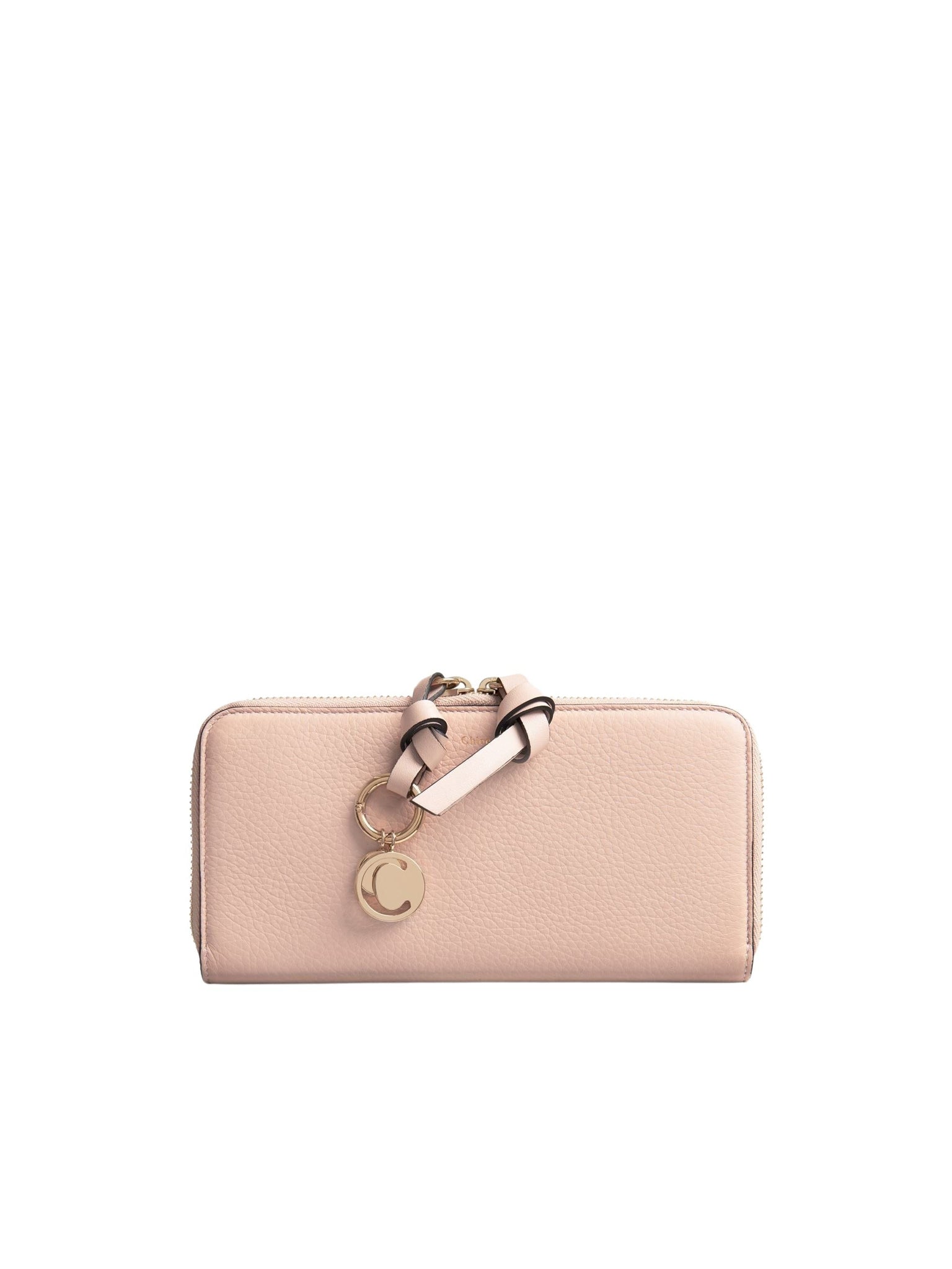 Portefeuille long zippé Alphabet en cuir - Cement Pink