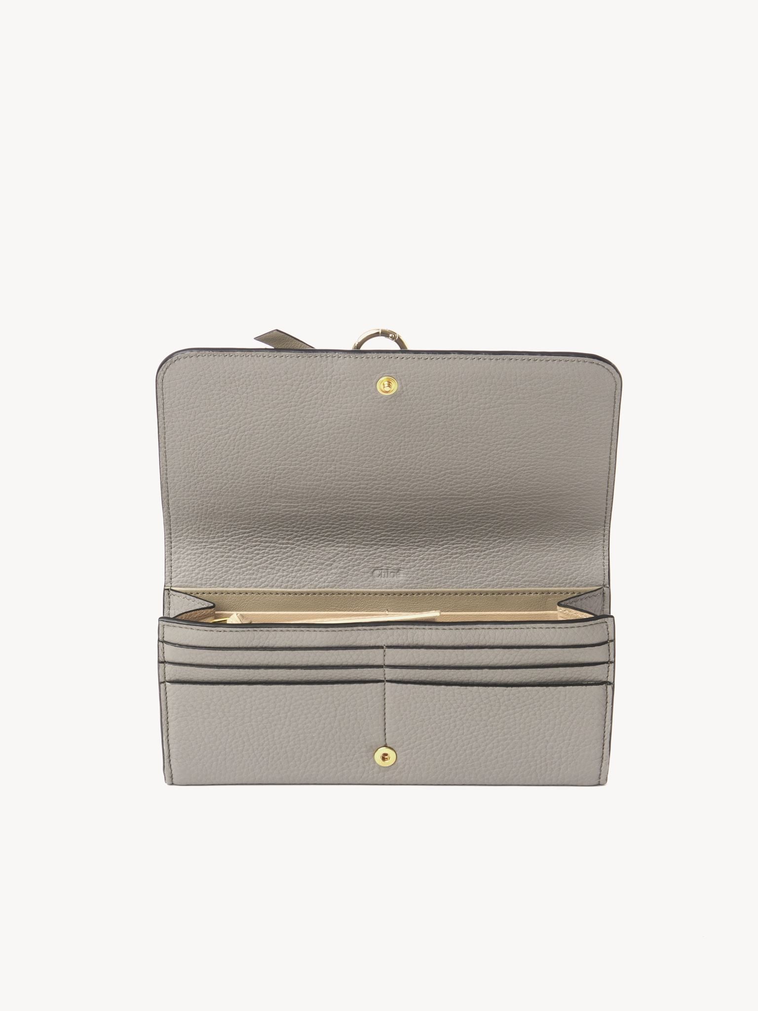 Portefeuille long à rabat Alphabet en cuir - Cashmere Light Grey
