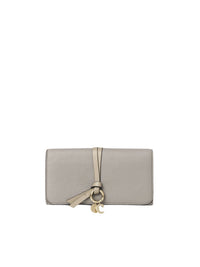 Portefeuille long à rabat Alphabet en cuir - Cashmere Light Grey