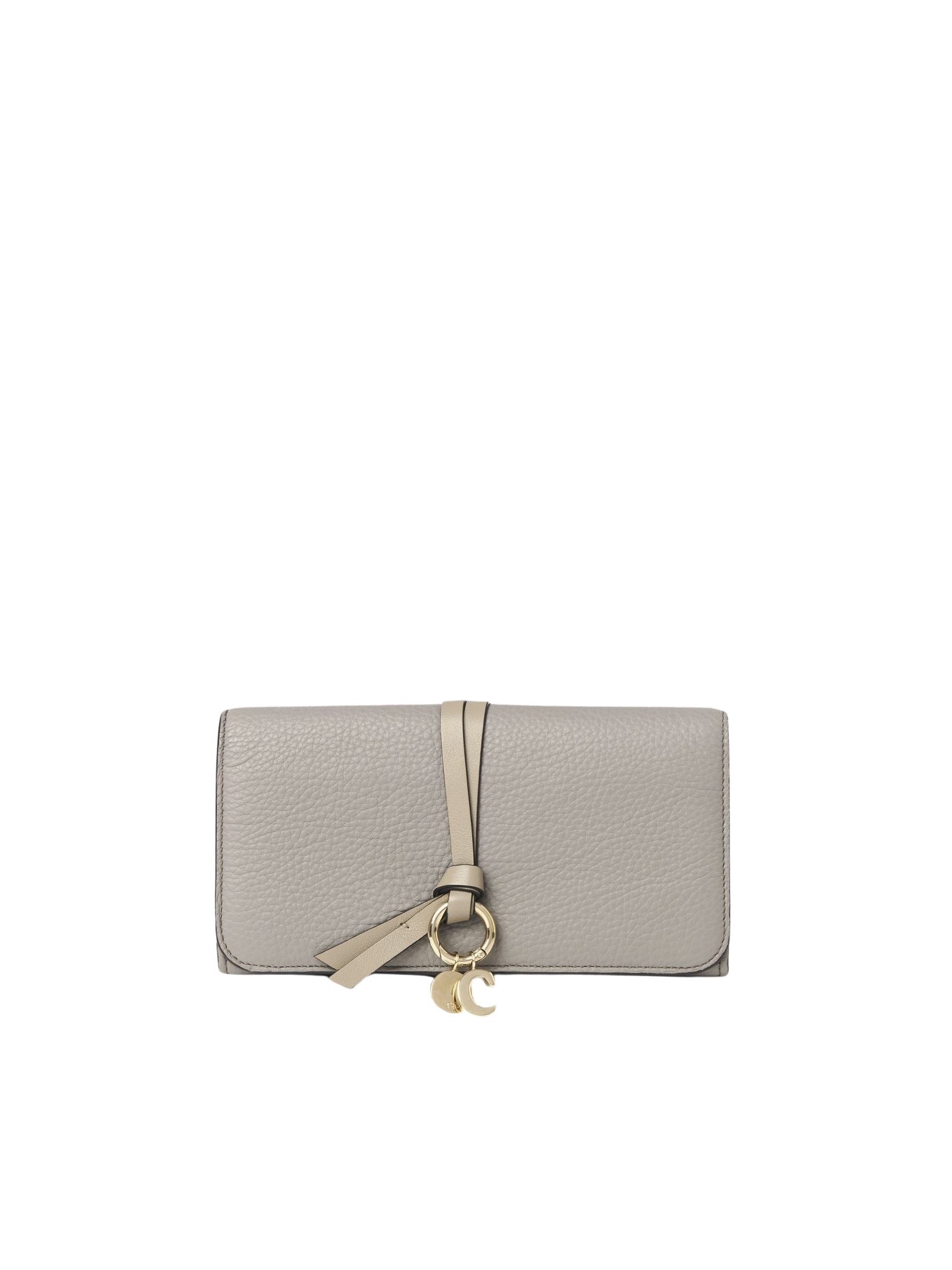Portefeuille long à rabat Alphabet en cuir - Cashmere Light Grey