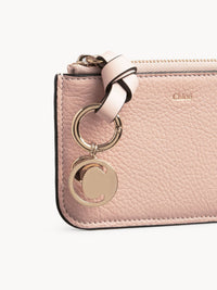 Porte-monnaie Alphabet avec fentes pour cartes en cuir - Cement Pink