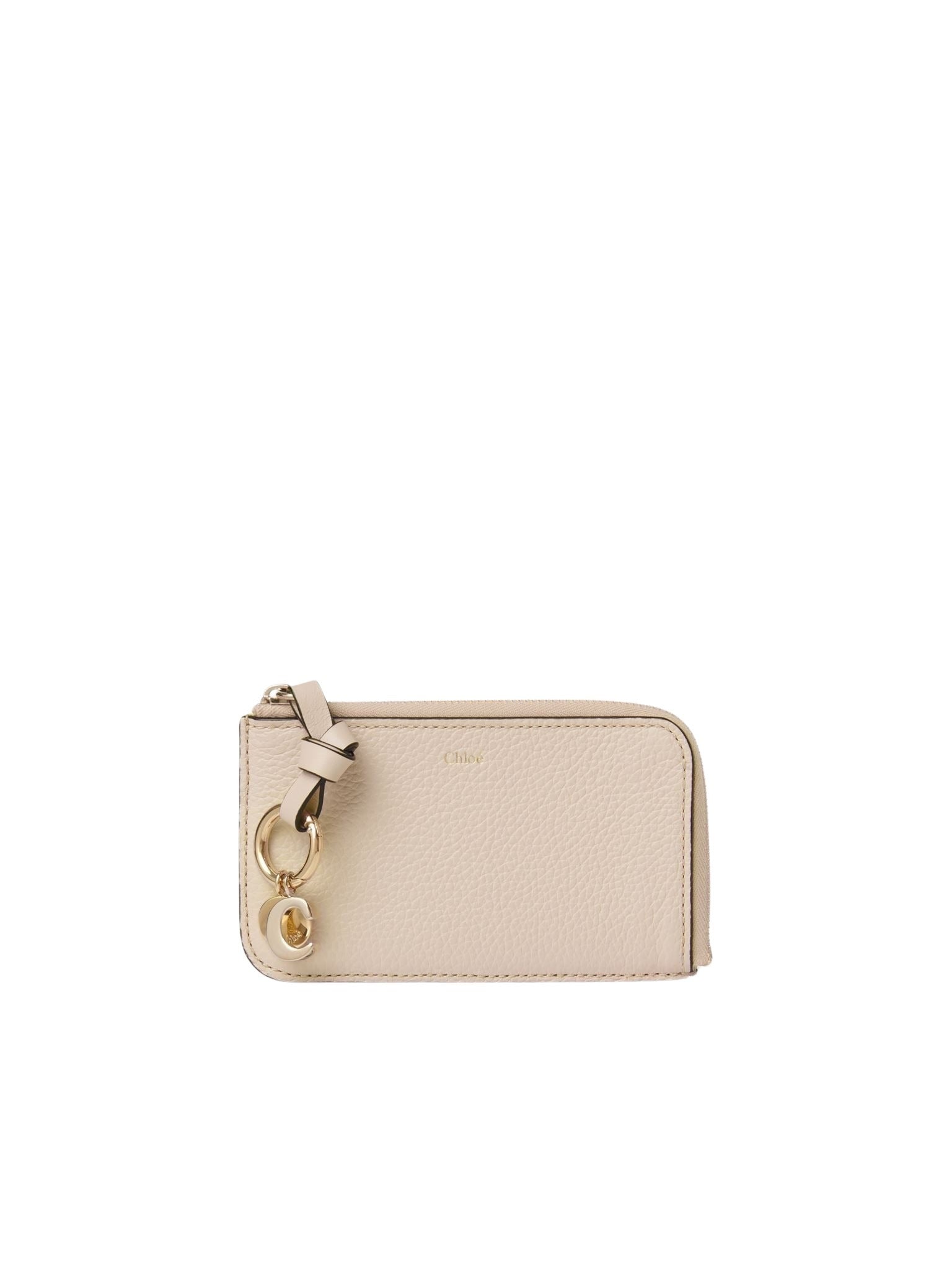 Porte-monnaie Alphabet avec fentes pour cartes en cuir - Cement Pink