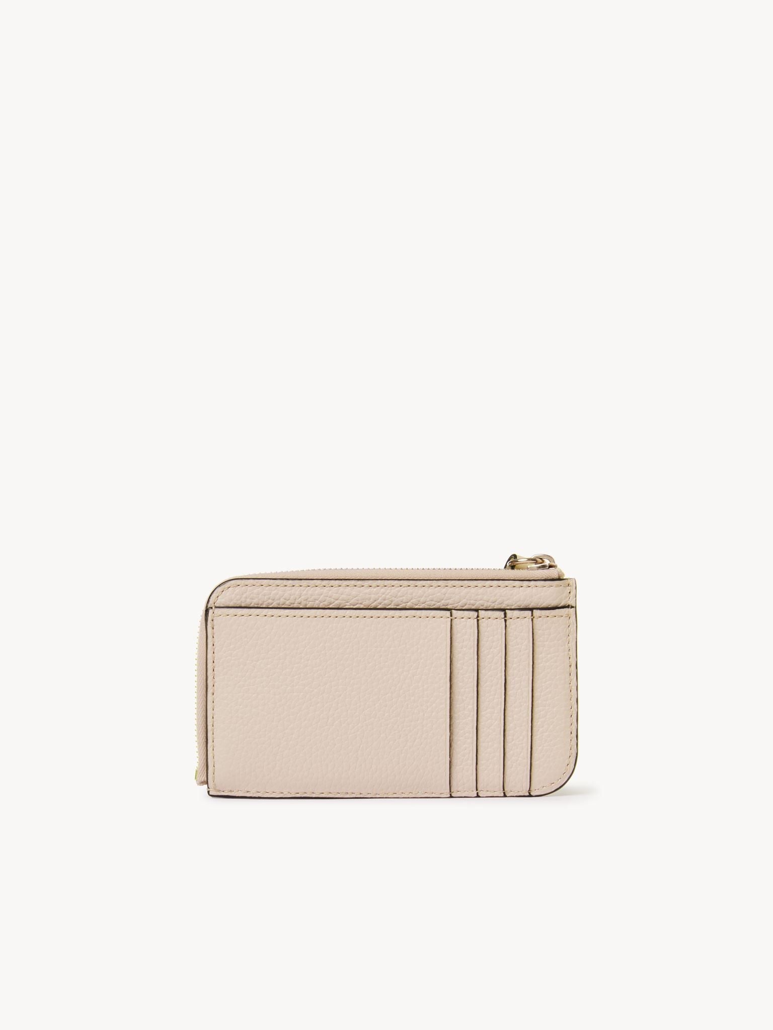 Porte-monnaie Alphabet avec fentes pour cartes en cuir - Cement Pink