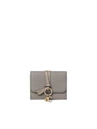 Portefeuille compact à trois volets Alphabet en cuir - Cashmere Grey