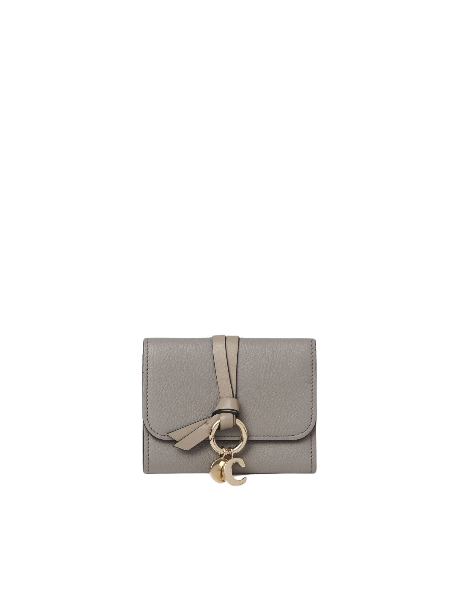 Portefeuille compact à trois volets Alphabet en cuir - Cashmere Grey