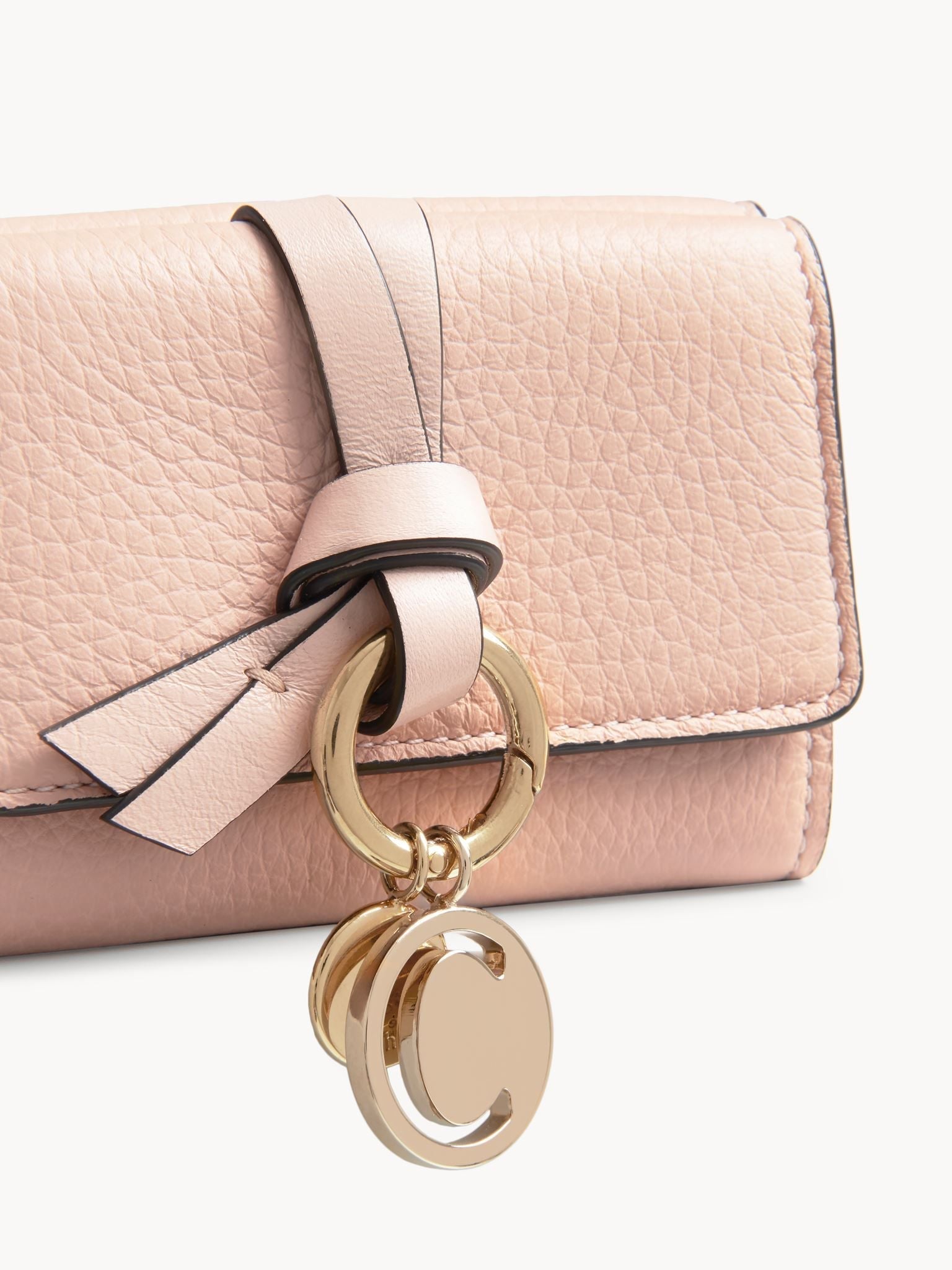 Mini portefeuille à trois volets Alphabet en cuir - Cement Pink