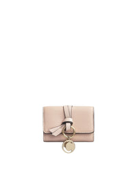 Mini portefeuille à trois volets Alphabet en cuir - Cement Pink