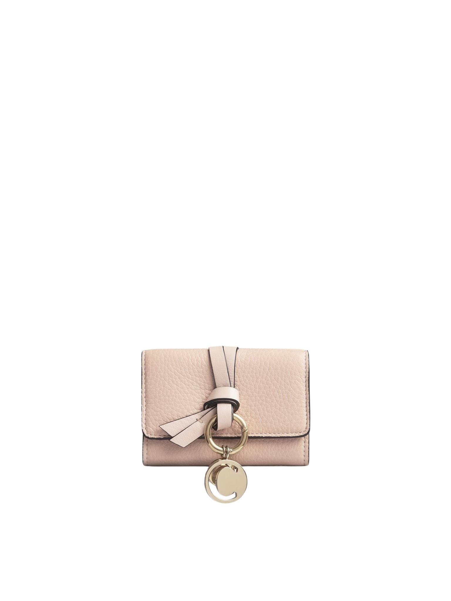 Mini portefeuille à trois volets Alphabet en cuir - Cement Pink