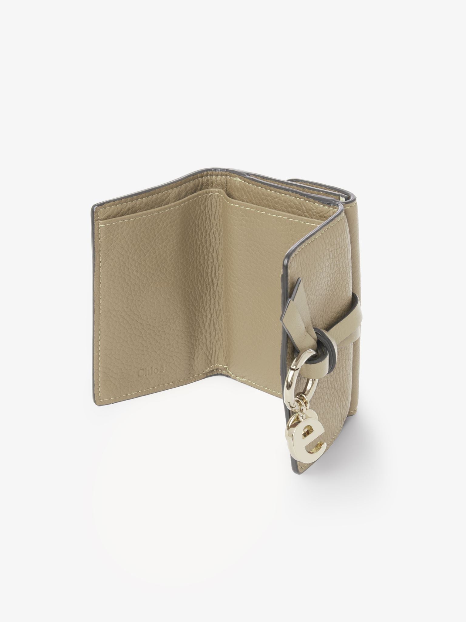 Mini portefeuille à trois volets Alphabet en cuir - Slate Green