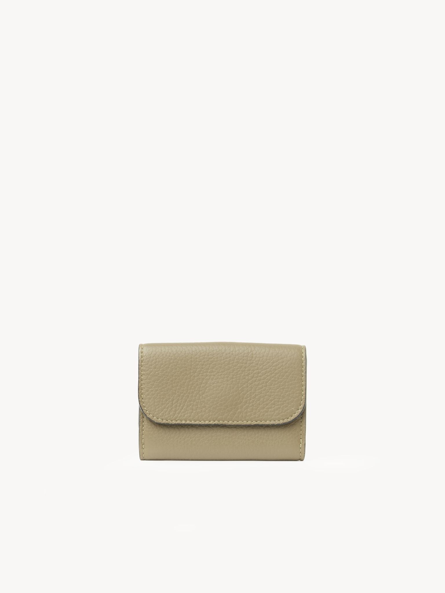 Mini portefeuille à trois volets Alphabet en cuir - Slate Green