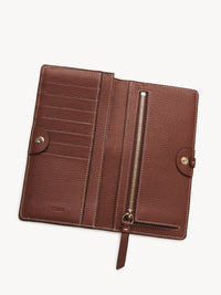 Portefeuille long à rabat Darryl en cuir - Sepia Brown