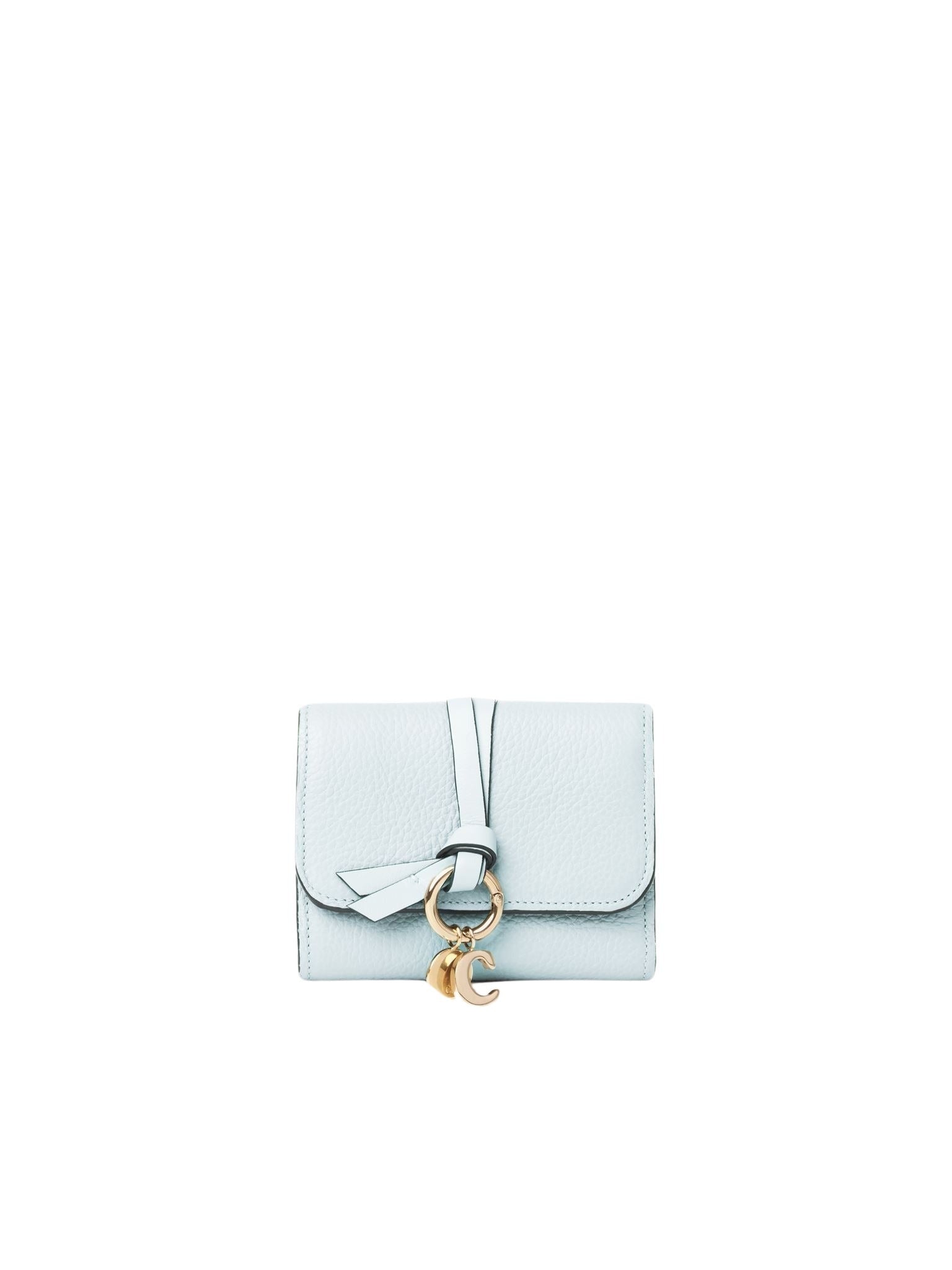 Portefeuille compact à trois volets Alphabet en cuir - Skylight Blue