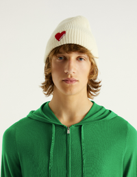 Hoodie à zip en laine mérinos - Party Green