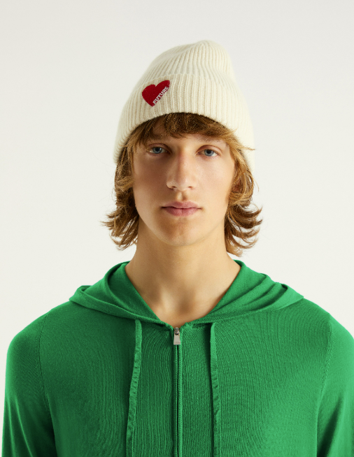 Hoodie à zip en laine mérinos - Party Green