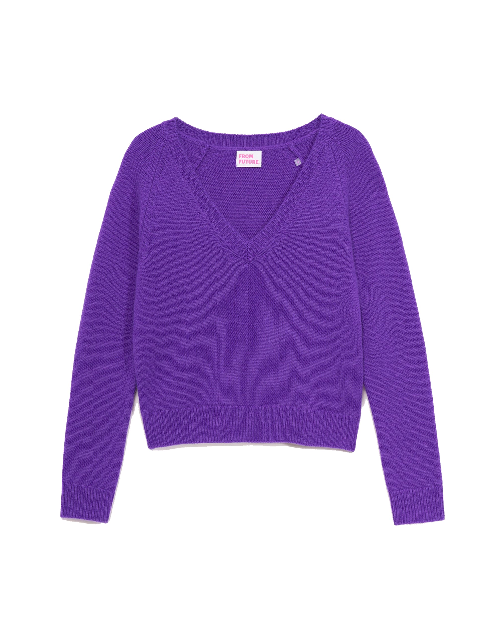 Pull court à col V en cachemire - Neon Purple