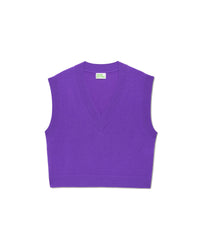 Pull sans manches à col V classique en cachemire - Neon Purple