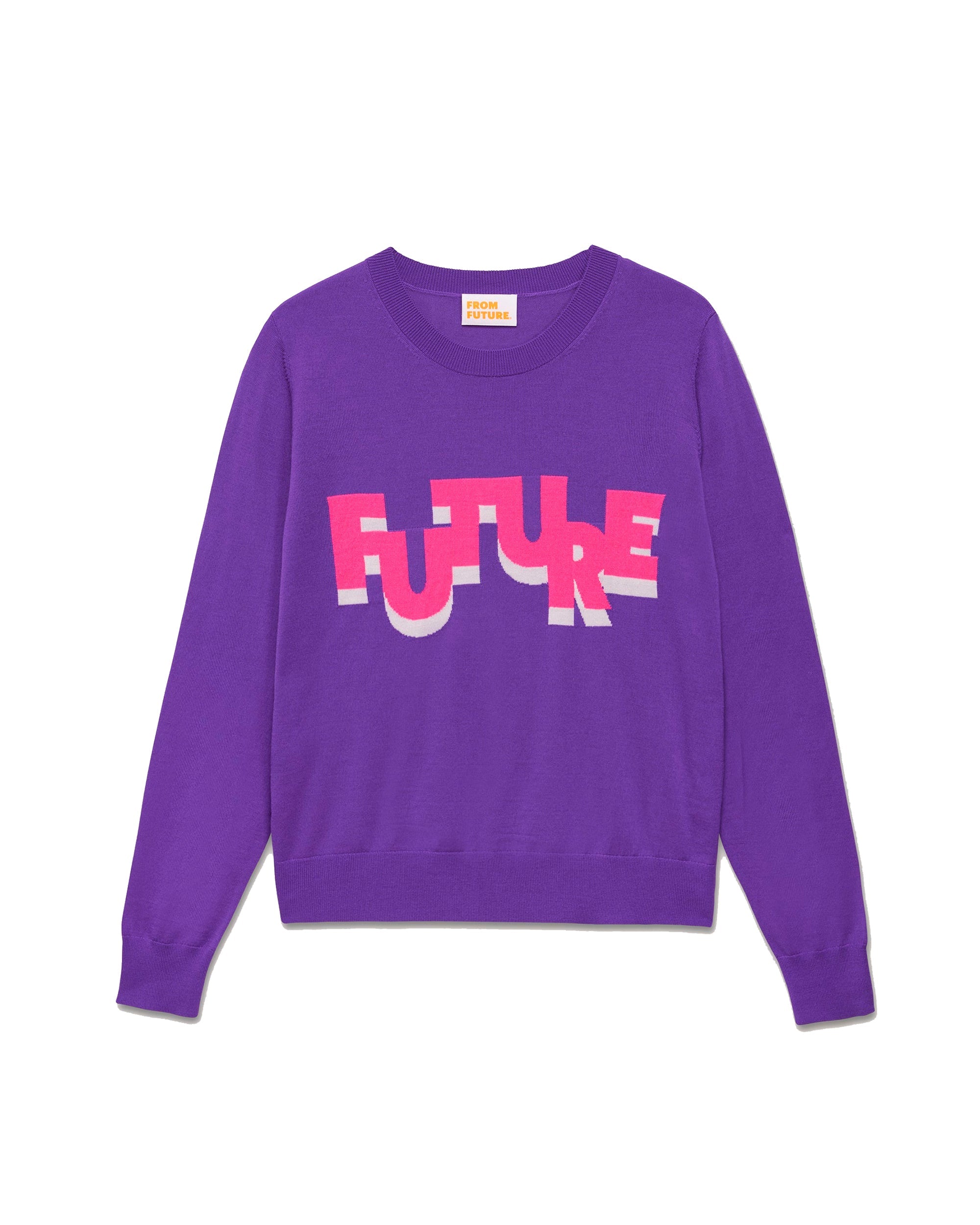Pull Future bicolore en laine mérinos - Neon Purple