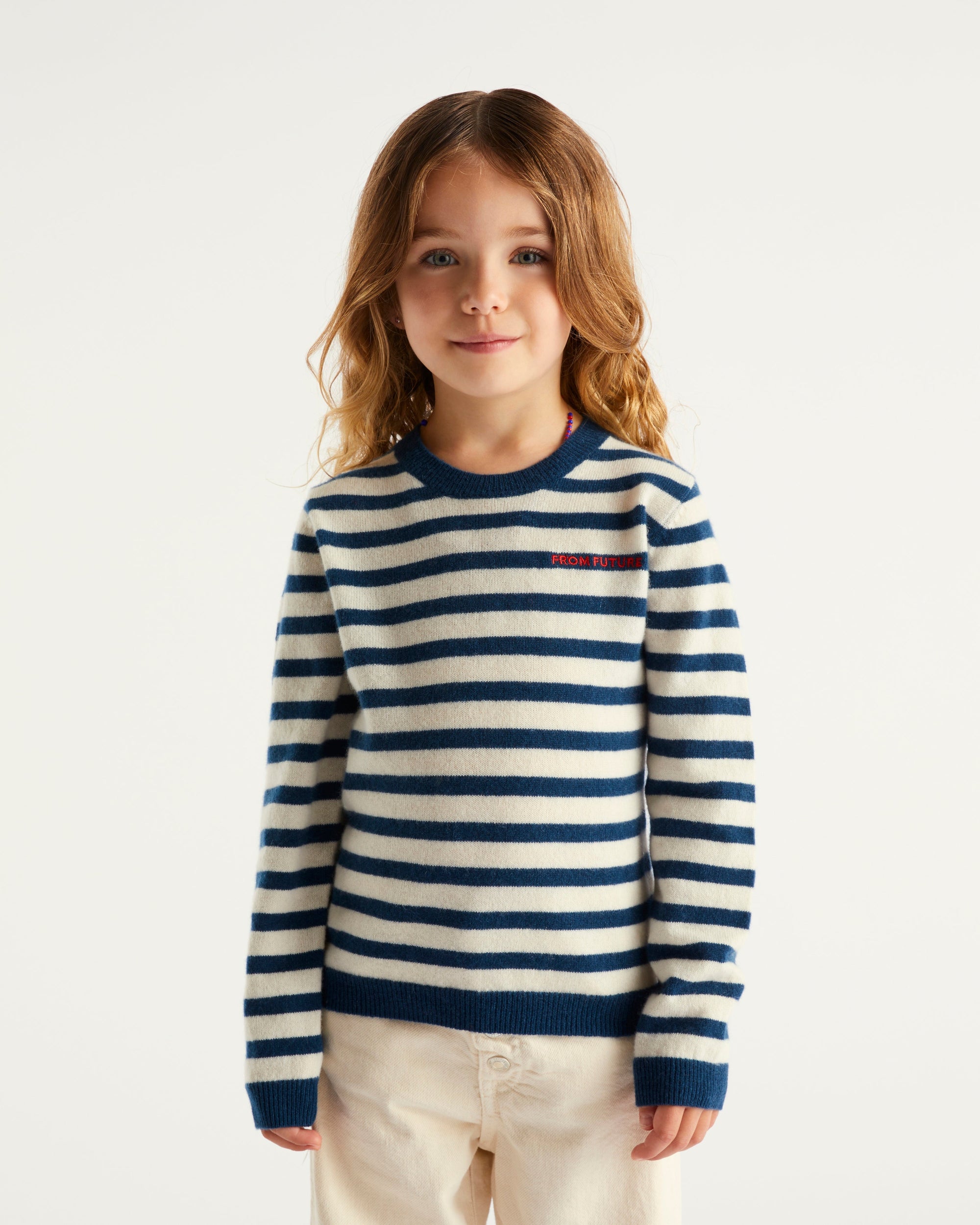 Pull marinière From Future Kids en cachemire - Moonlight Blue