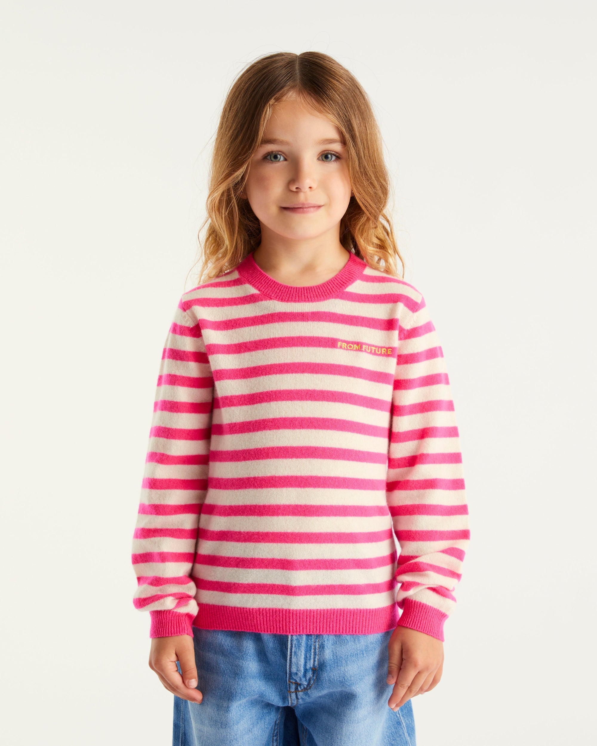 Pull marinière From Future Kids en cachemire - Winter Fuchsia