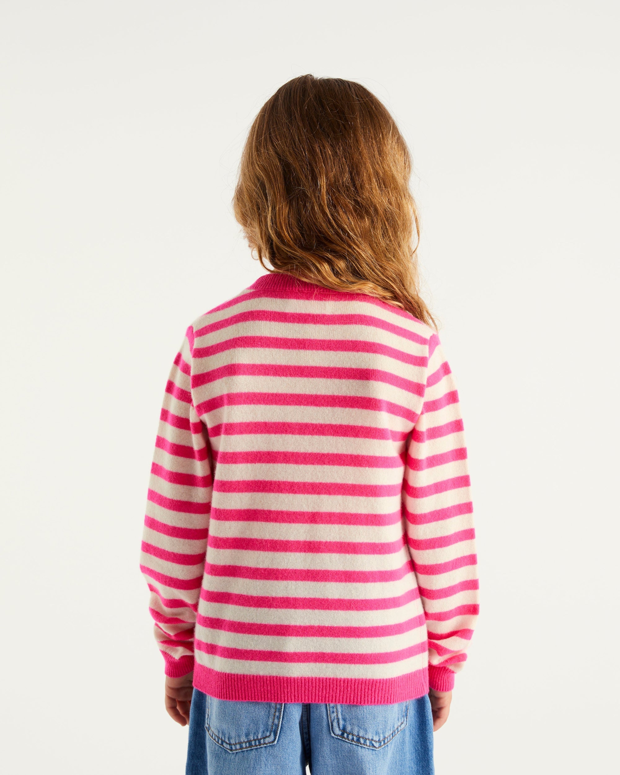 Pull marinière From Future Kids en cachemire - Winter Fuchsia