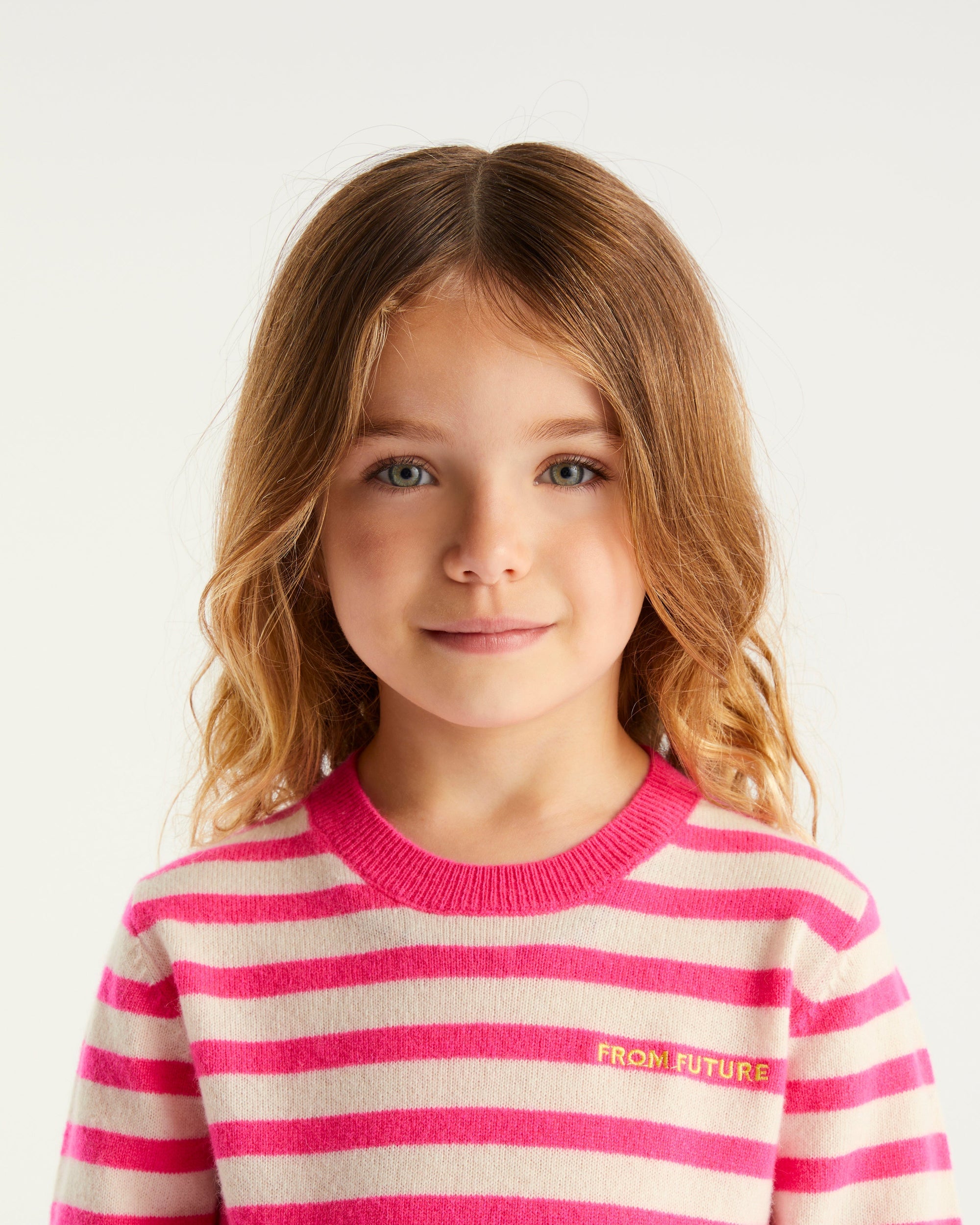 Pull marinière From Future Kids en cachemire - Winter Fuchsia