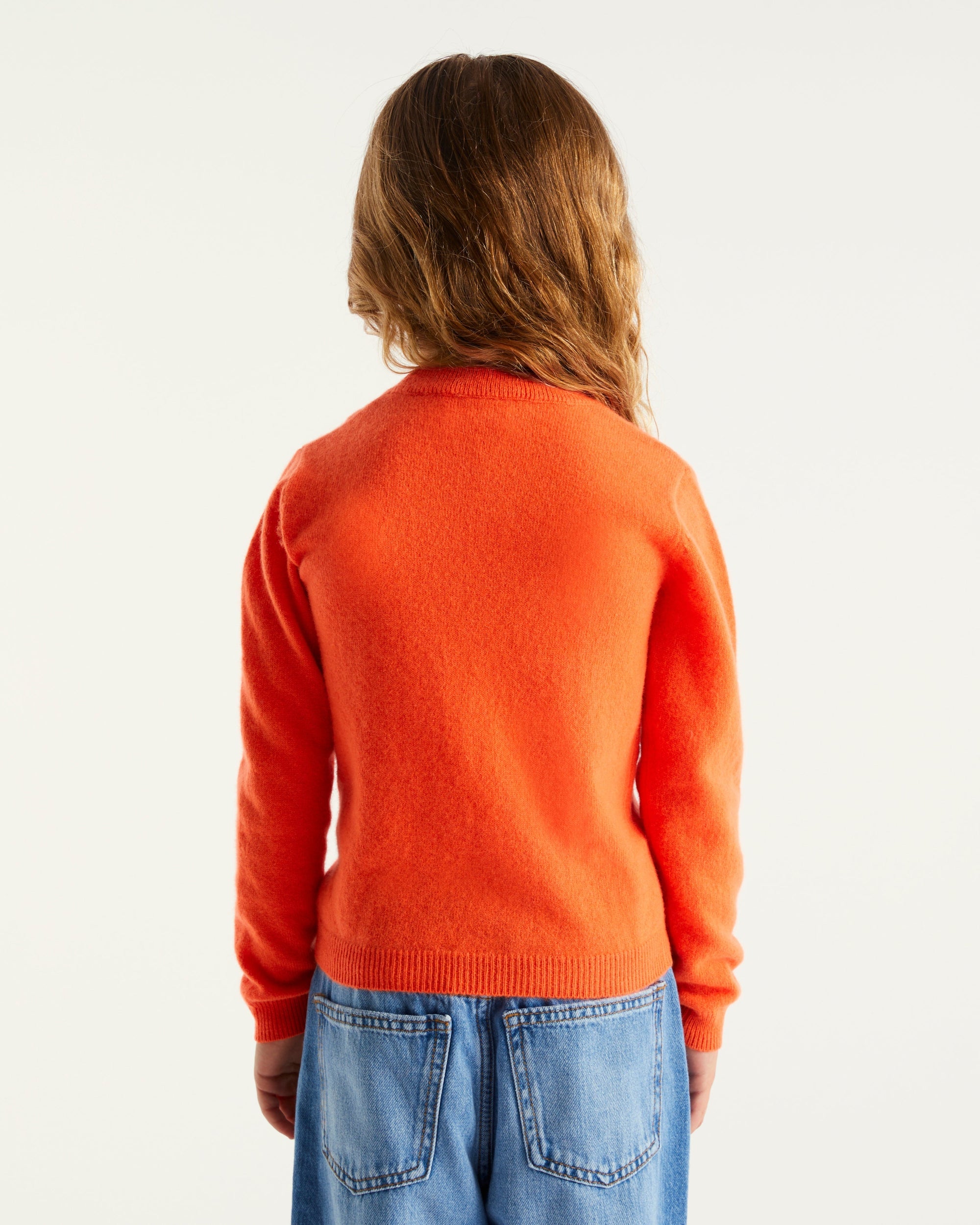 Pull à col rond kids en cachemire - Neon Orange